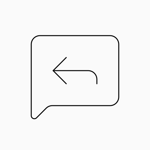 A speech bubble with a reply arrow