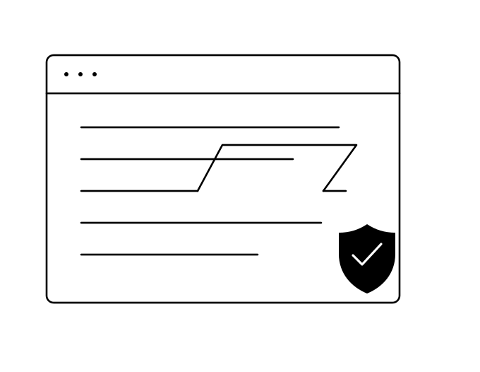 A page of content with one line removed, marked with a protection shield